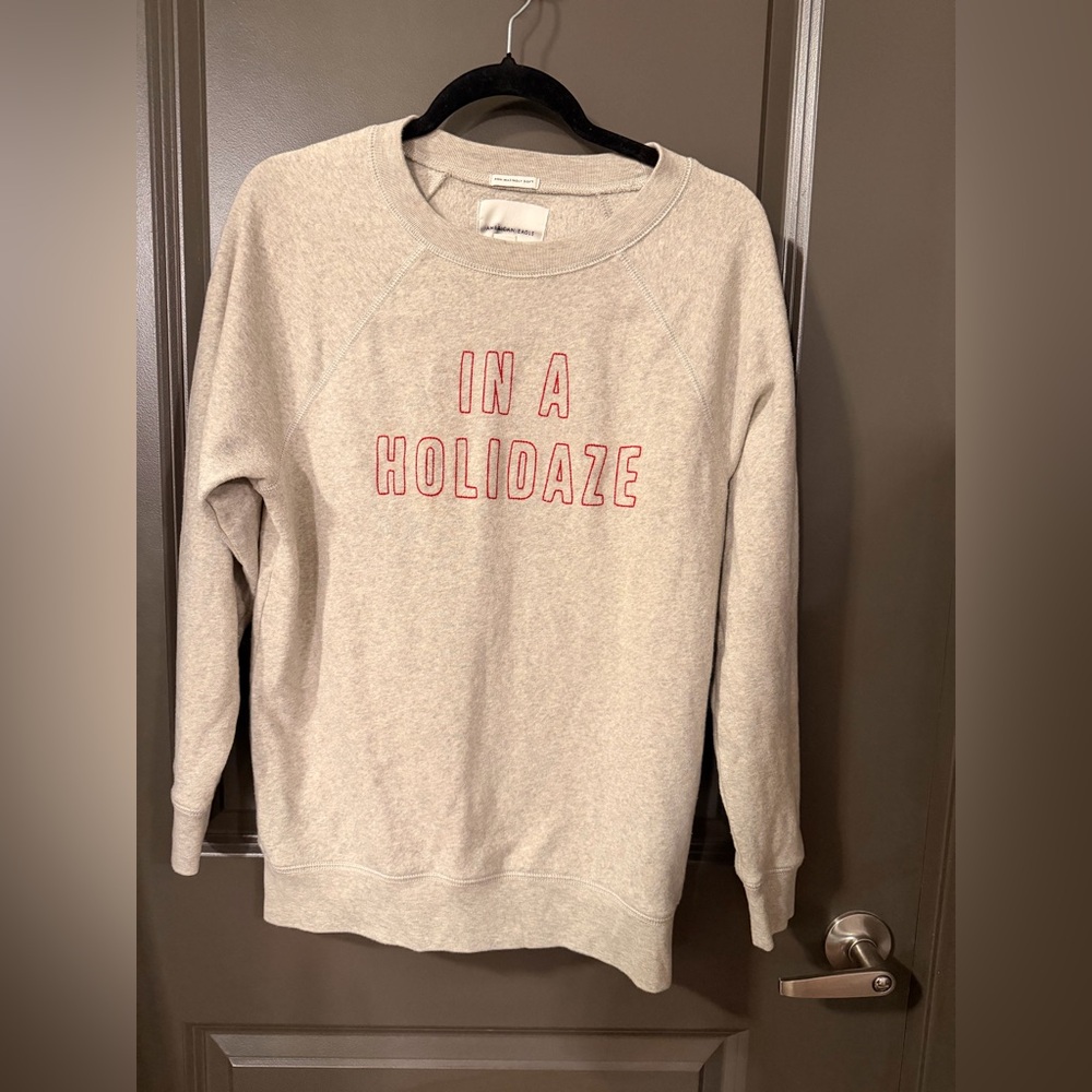 American Eagle Outfitters Grey Sweatshirt with Red Lettering